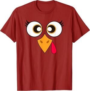 Cute Thanksgiving Turkey Face Women Girls Turkey Day T-Shirt
